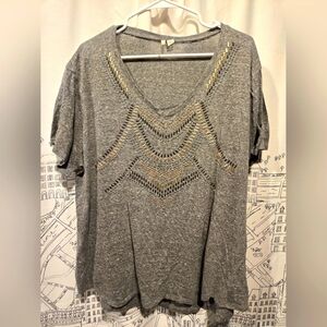 EUC Women's Est 1946 Gray Beaded Look Blouse Size 26/28W